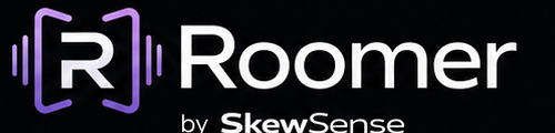 Roomer by SkewSense wordmark with framed R audio-wave symbol